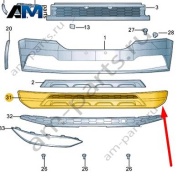 Спойлер переднего бампера 57D807061AGRU на Шкода Карок 2021-2026