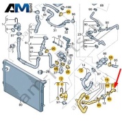 Шланг охлаждения на радиатор для 7-DSG Volkswagen Tiguan 2.0TDI 5N0122101AJ