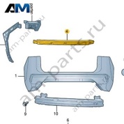 Крепежная планка заднего бампера VAG 3GJ8078639B9 Volkswagen 2025-2026