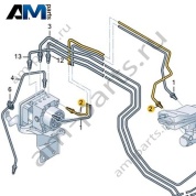 Тормозная трубка от главного тормозного цилиндра к гидросистеме VAG 1N4614740