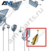 Зеркальный элемент правый (выпуклое стекло) с несущей пластиной Volkswagen Jetta VII 2020-2024 17A857522G