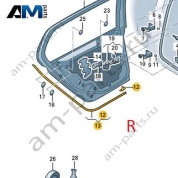 Уплотнитель задней правой двери 5H48397004PK на Volkswagen Golf 8 2019-2026