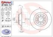 Задние тормозные диски BREMBO 08.8843.21 для Audi A6 (С6) 2004-2011