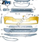 Передний бампер 57D807221AGRU для Шкода Карок 2021-2026