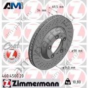 Передний левый тормозной диск 330х28 (ZIMMERMANN) 460.4500.20 для Porsche 911 Carrera (2011-2015)