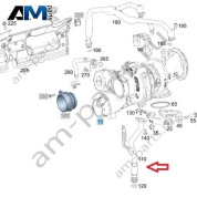 Обратный маслопровод турбины справа на Mercedes W205 AMG C63 (M177) A1770900977