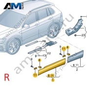 Накладка двери пассажира под окрас Volkswagen Тигуан 57G854940AGRU