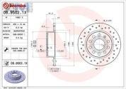 Задние перфорированные тормозные диски BREMBO 08.9502.1X на Skoda A5 (2004-2013)