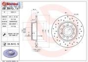 Задние перфорированные тормозные диски BREMBO 08.B413.1X для Audi A3 (8V) 2012-2020