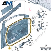 Уплотнитель передней водительской двери 8YG837911A на Audi A3 (8Y) 2020-2026