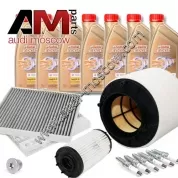 Комплект неоригинальных фильтров и моторное масло LL3 5W30 504/507 для ТО-2/4 Audi Q5 3.0TFSI (2017-2020)