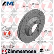 Передний правый тормозной диск 330х28 (ZIMMERMANN) 460.4501.20 для Porsche 911 Carrera (2011-2015)