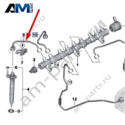 Топливопровод от форсунки 3/5/6 на рампу BMW 7 серия (G11/G12 LCI) 2019-2022 730d (B57P) 13538599220