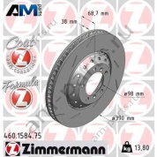 Передний левый тормозной диск ZIMMERMANN 460.1584.75 для Porsche Panamera I