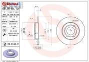 Задние тормозные диски BREMBO 08.9148.11  Skoda Tour (1996-2011)