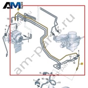 Тормозная трубка от гидравлической системы к тормозному шлангу VAG 1EB614723B