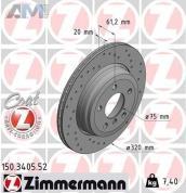 Перфорированные задние тормозные диски 320X20 (150.3405.52) ZIMMERMANN для BMW 5 Серии (E60) 525iX