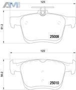 Задние керамические тормозные колодки BREMBO P85125X для Volkswagen Golf VII (2012-2020)