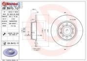 Задние тормозные диски BREMBO 08.B413.11 на Audi A3 (8V) 2012-2020