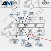 Уплотнитель стекла центрального бокового A9066713120 для Mercedes Sprinter W906