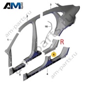 Задняя часть правого порога 9Y3809530YGRV Porsche Cayenne 2017-2024