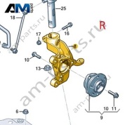 Кулак поворотный правый 5QD407254G на Volkswagen Golf 8 2019-2026