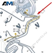 Тормозная трубка от главного тормозного цилиндра к гидросистеме Audi A6 (C8) 2019-2024 4K1614705AD