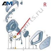 Фонарь подсветки зеркала справа Volkswagen Тигуан 57G945302