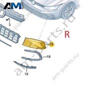 Решетка бампера справа (черная) 5HG853666B041 на Volkswagen Golf 8 2019-2026