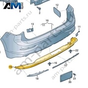 Диффузор заднего бампера 5H6807568J041 на Volkswagen Golf 8 2019-2026