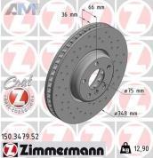 Перфорированный правый тормозной диск 348X36 (150.3479.52) ZIMMERMANN на BMW 5 серии F10 рестайлинг рестайлинг 530i