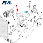 Трубка кондиционера от компрессора к разъему для Mercedes W222 AMG S63 (M177) A2228303206