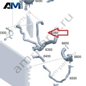 Шланг от радиатора в правой арке к бачку и двигателю для Mercedes W205 AMG C63 (M177) A2055011202
