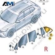 Стекло заднее правое с молдингом Volkswagen Тигуан 57G845042BUXD
