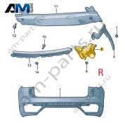 Направляющая заднего бампера правая VAG 3CC807484 на Volkswagen 2021-2026