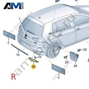 Накладка выхлопной трубы справа хром 5H6853332A2ZZ на Volkswagen Golf 8 2019-2026