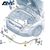 Трос капота задний 5HG823535 для Volkswagen Golf 8 2019-2026