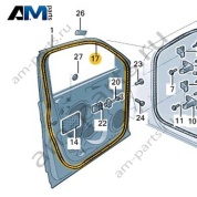 Уплотнитель передней пассажирской двери VAG 3GJ8377015AP Volkswagen 2025-2026