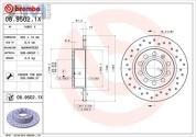 Задние перфорированные тормозные диски BREMBO 08.9502.1X для Audi A3 (8P) 2003-2012