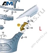 Направляющая переднего бампера слева 5H0807049D на Volkswagen Golf 8 2019-2026
