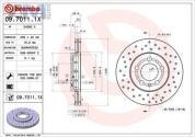 Передние перфорированные тормозные диски BREMBO 09.7011.1X  Skoda Mk2 (2007-2014)
