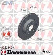 Передние тормозные диски ZIMMERMANN 600.3264.20  Volkswagen Golf V (2003-2008)