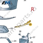 Накладка спойлера бампера справа 5H0805904A041 на Volkswagen Golf 8 2019-2026