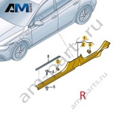 Накладка порога пассажира 5H0853372A4PK для Volkswagen Golf 8 2019-2026