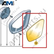 Зеркальный элемент правый асферический Volkswagen T-Roc 2018-2024 2GB857522C