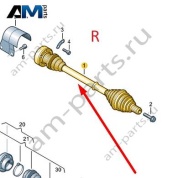 Приводной вал со шрусами правый 5QD407272CD для Volkswagen Golf 8 2019-2026