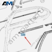 Уплотнитель заднего стекла левой двери внутр. A2047354565 для Mercedes C-class W204