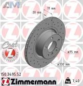 Перфорированные задние тормозные диски 330X20 (150.3495.52) ZIMMERMANN на BMW X3 (F25)