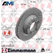 Задний правый тормозной диск 330х28 (ZIMMERMANN) 460.4503.20 для Porsche 911 Carrera (2011-2015)