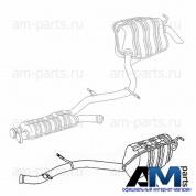 Задняя часть глушителя левая A2114904159 Мерседес W211 E350 272л.с.